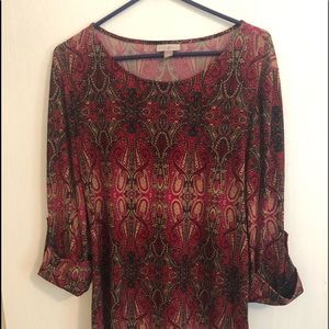 Maroon & Gold printed long blouse